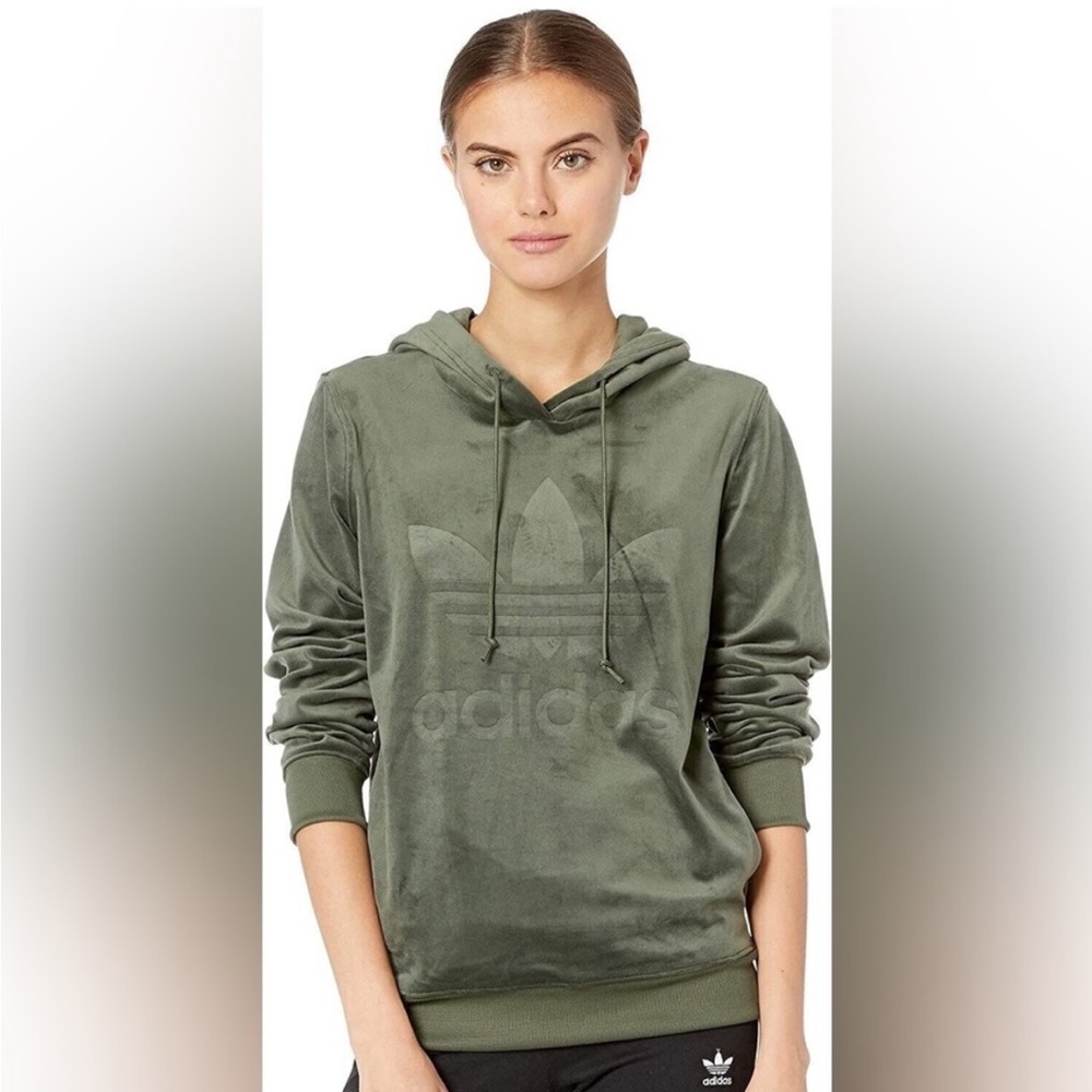 Adidas Originals Green Velvet Logo Hoodie